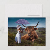 YAK GIRL UMBRELLA FUNNY POSTCROSSING POSTKARTE (Vorne/Hinten)
