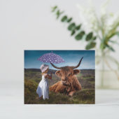 YAK GIRL UMBRELLA FUNNY POSTCROSSING POSTKARTE (Stehend Vorderseite)