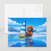 Yak Ice Sailing on a Frozen Winter Lake Postkarte (Vorne/Hinten)