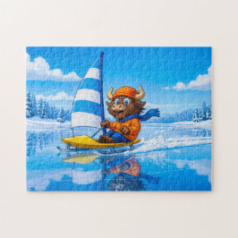 Yak Ice Sailing on a Frozen Winter Lake Puzzle