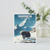 Yak im Sagarmatha Nationalpark Nepal Postkarte (Stehend Vorderseite)