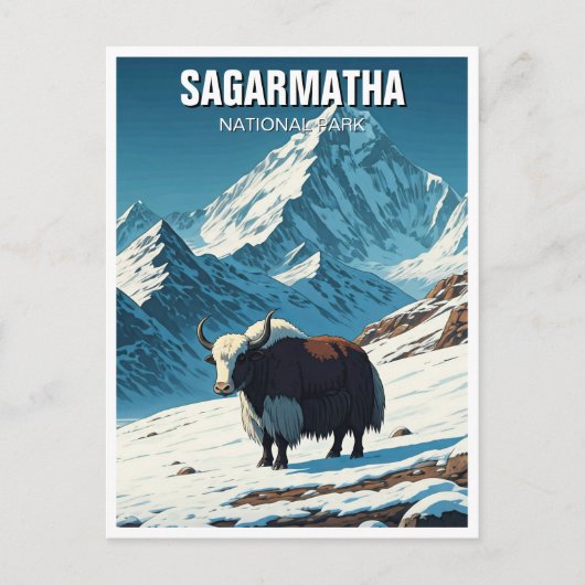 Yak im Sagarmatha Nationalpark Nepal Postkarte (Vorderseite)