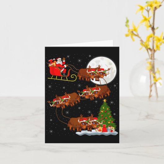 Yak Santa Sleigh Flying Funny Magical Christmas Ta Karte (Gelbe Blume)