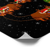 Yak Santa Sleigh Flying Funny Magical Christmas Ta Poster (Ecke)