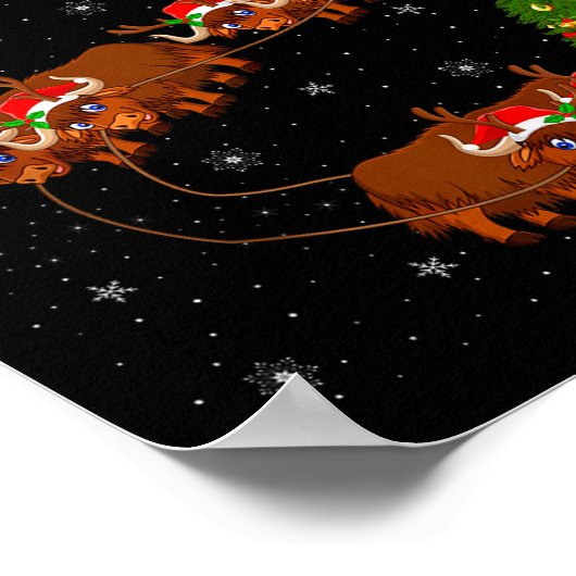 Yak Santa Sleigh Flying Funny Magical Christmas Ta Poster (Ecke)