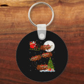 Yak Santa Sleigh Flying Funny Magical Christmas Ta Schlüsselanhänger (Vorderseite)