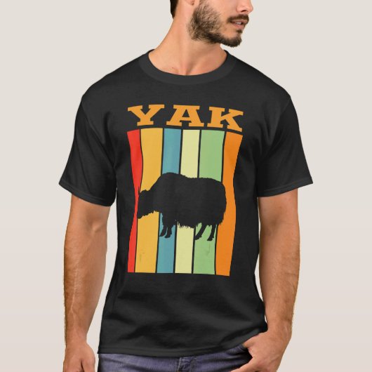 Yak Shadow Silhouette in Retro-Farben T-Shirt (Vorderseite)