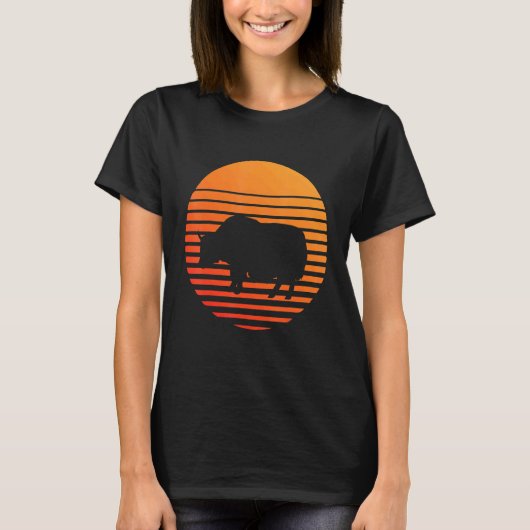 Yak Shadow Silhouette vor einer Sonne T-Shirt (Vorderseite)