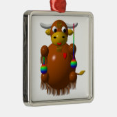 Yak spielt mit Jo-Jos Silbernes Ornament (Rechts)