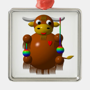 Yak spielt mit Yo-Yos Silbernes Ornament