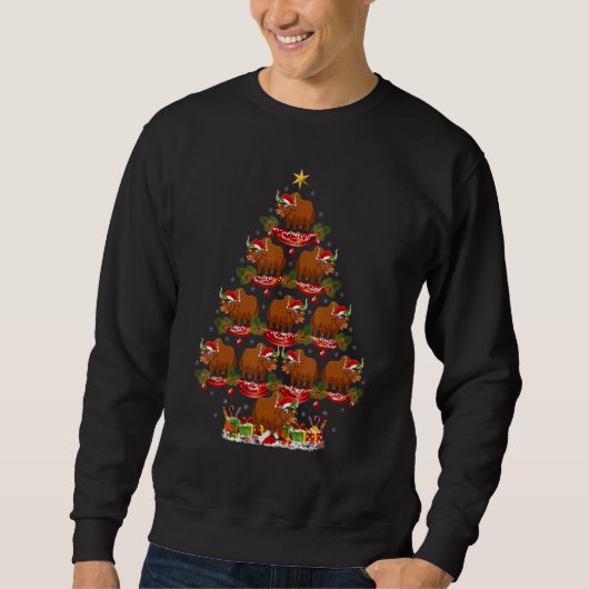 Yak Xmas Holiday Santa Yak Christmas Tree Sweatshirt (Vorderseite)