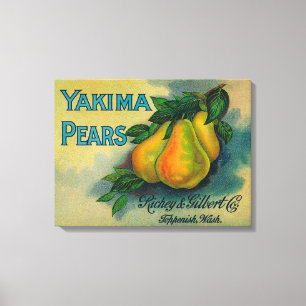Yakima Pears Crate LabelToppenish, WA Leinwanddruck