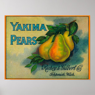 Yakima Pears Crate LabelToppenish, WA Poster