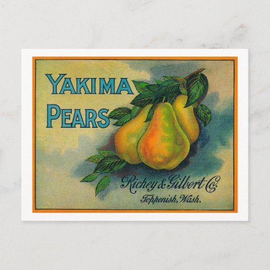 Yakima Pears Crate LabelToppenish, WA Postkarte (Vorderseite)