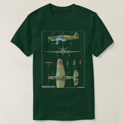 Yakovlev Yak1 Russisches WW2 Flugzeug Diagramm Gi T-Shirt (Design vorne)