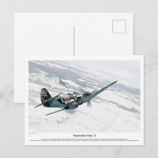 Yakovlev Yak-3 Postkarte (Vorne/Hinten)