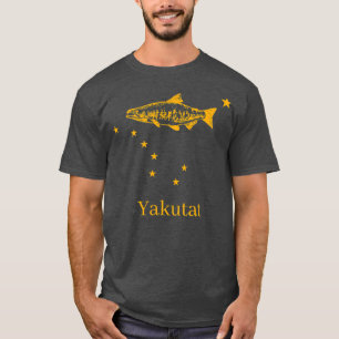 Yakutat Alaska Staatsflagge Lachs Fischen T-Shirt