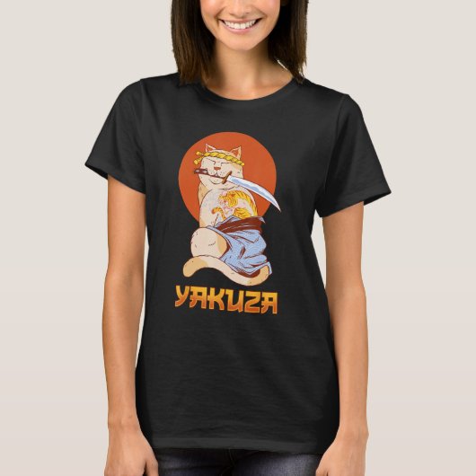 Yakuza Cat Japanisch Samurai Sword Katana Japan Ti T-Shirt (Vorderseite)