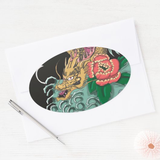 Yakuza Tattoo Ovaler Aufkleber (Umschlag)