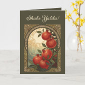 Yalda Granatäpfel Wintersonnenwende Symbolik Karte (Gelbe Blume)