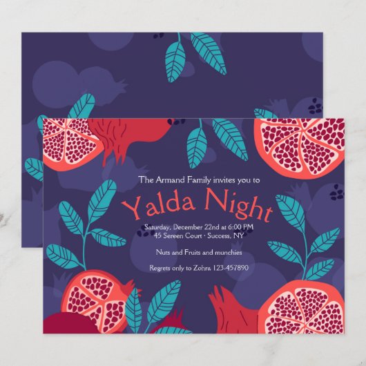 Yalda Night Einladungen (Vorne/Hinten)
