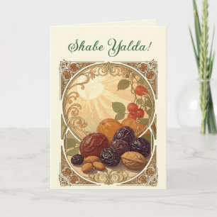 Yalda Obst und Nuss Persischer Wintersonnenwende Feiertagskarte