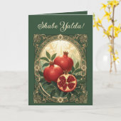Yalda Pomegranates Persian Winter Solstice Eve Karte (Gelbe Blume)