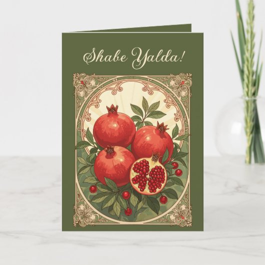 Yalda Pomegranates Persian Winter Solstice Karte (Vorderseite)