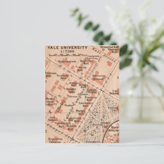 Yale University Map Postcard Postkarte (Stehend Vorderseite)