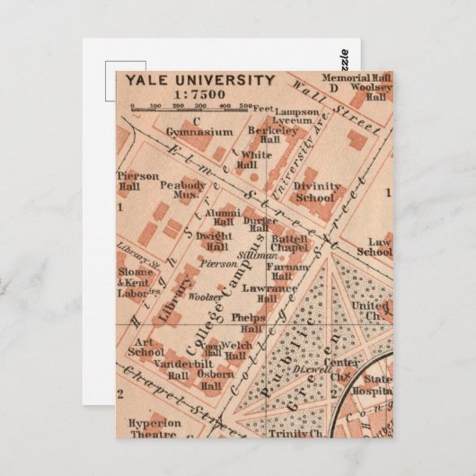 Yale University Map Postcard Postkarte (Vorne/Hinten)