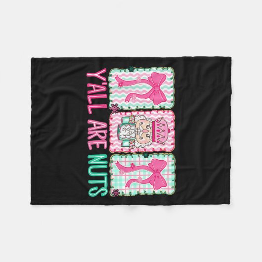 Y'all Are Nuts Nutcracker Merry Christmas Funny Xm Fleecedecke (Vorderseite (Horizontal))