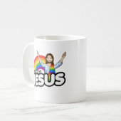 Yall braucht Jesus - Regenbogen Jesus Kaffeetasse (Vorderseite Links)