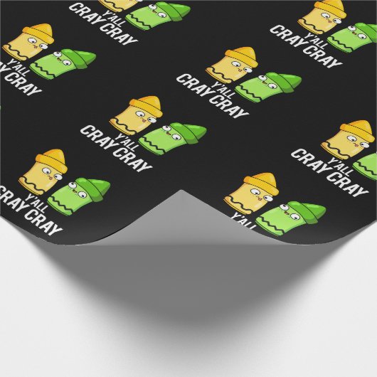 Yall Cray Cray Funny Crazy Crayon Pun Dark BG Geschenkpapier (Ecke)