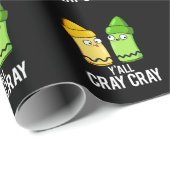 Yall Cray Cray Funny Crazy Crayon Pun Dark BG Geschenkpapier (Rolleneckpunkt)