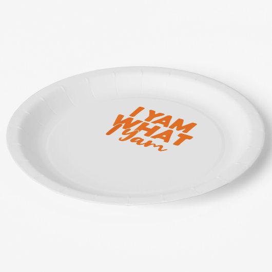 Yam, was ich bin, ist mein Süßkartoffel Thanksgivi Pappteller (Schrägansicht)