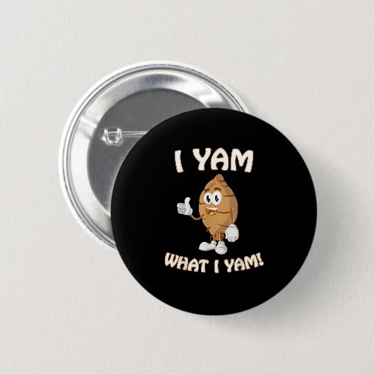 Yam, was ich Yam Shirt Funny Erntedank Food Puff Button (Vorne & Hinten)
