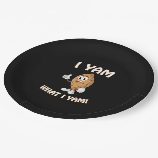 Yam, was ich Yam Shirt Funny Erntedank Food Puff Pappteller (Schrägansicht)