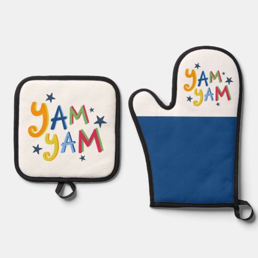 Yam Yam Black Country Schürze Ofenhandschuh & Topflappen-Set (Vorderseite)