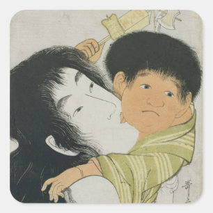Yama-Uba und Kintoki Quadratischer Aufkleber
