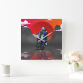 Yamaha R1 in the sunset Quadratische Wanduhr (Zuhause)