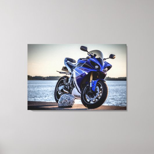 Yamaha R1 Motorrad-Wrapped Canvas Leinwanddruck (Vorderseite)