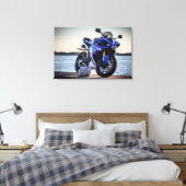 Yamaha R1 Motorrad-Wrapped Canvas Leinwanddruck (Insitu (Schlafzimmer))