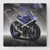 Yamaha R1 with special background Quadratische Wanduhr (Vorderseite)