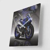 Yamaha R1 with special background Quadratische Wanduhr (Winkel)