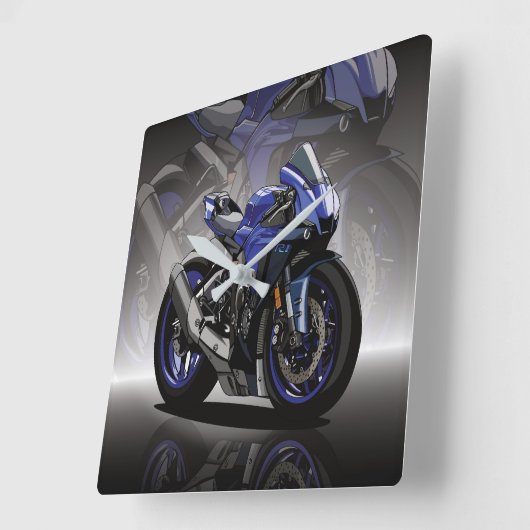 Yamaha R1 with special background Quadratische Wanduhr (Winkel)