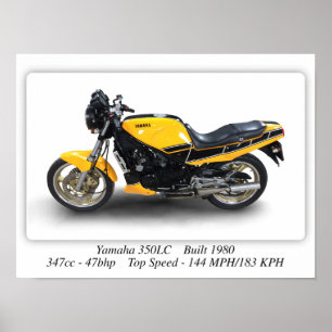 Yamaha RD350 LC Motorrad - A3-Druckplakat Poster