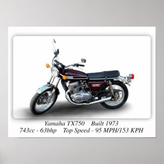 Yamaha TX750 1973 Motorrad - A3/A4-Großdruck Poster