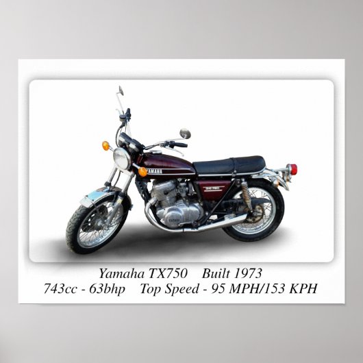 Yamaha TX750 1973 Motorrad - A3/A4-Großdruck Poster (Vorne)