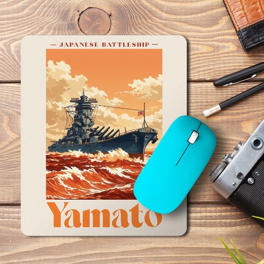Yamato Japanese Battleship Vintage Maritime Poster Mousepad