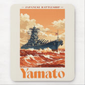 Yamato Japanese Battleship Vintage Maritime Poster Mousepad (Vorne)